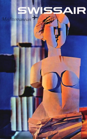 Swiss Air Mediterranean Travel Art Poster